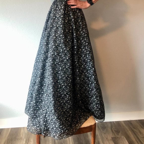 GUNNE SAX JESSICA MCCLINTOCK VINTAGE FLORAL MAXI PRAIRIE PROM DRESS - Picture 4 of 16